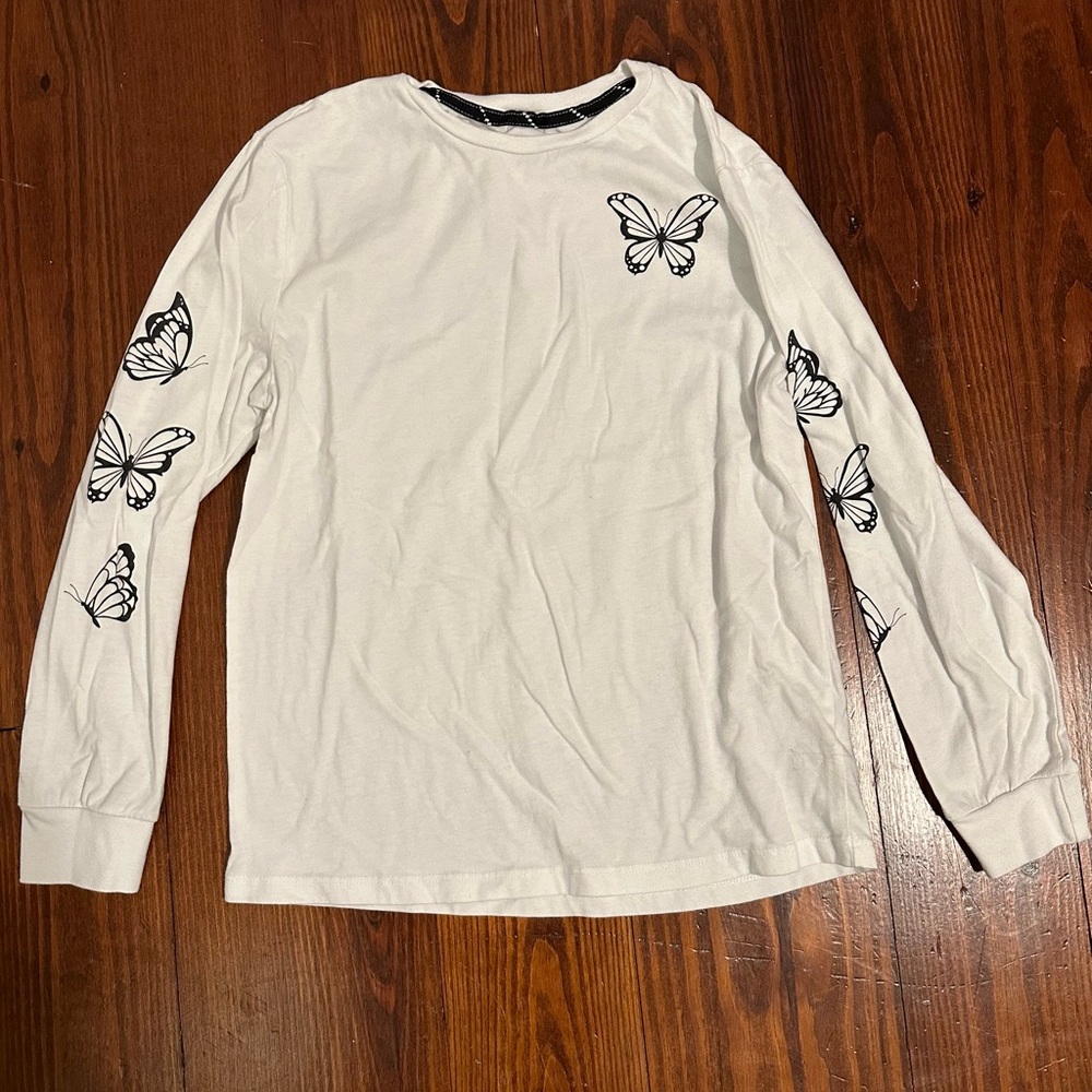 kids white shirt with butterflies